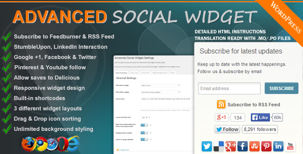 افزونه نمایش شبکه های اجتماعی Advanced Social Widget v3.10